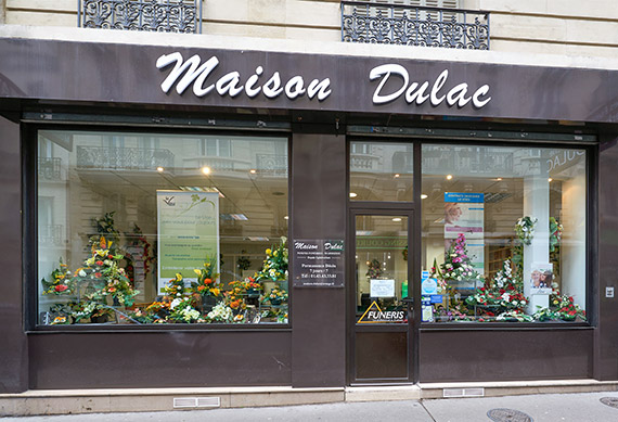 vitrine maison Dulac pompes funèbres Paris 12e